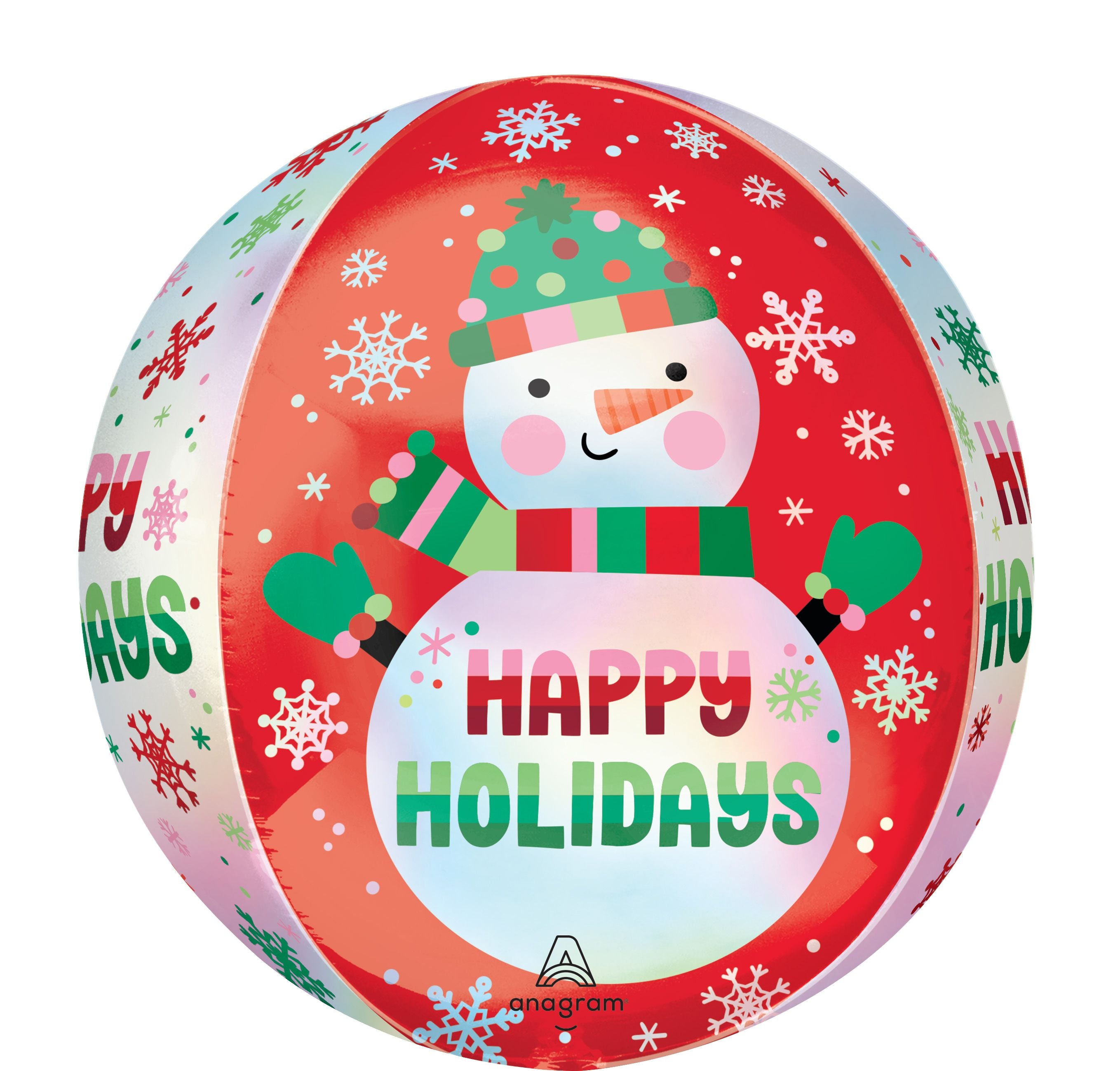 Anagram 15" Orbz Happy Holidays Shimmering Snowman Balloon
